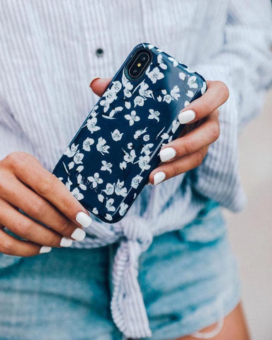 Floral Forest | Navy Cherry Blossom Floral Samsung Case