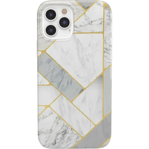 Sharp Lines | Geo White and Gold Marble Case