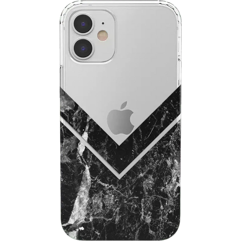 Sleek and Simple | Black Marble V Clear Case