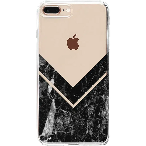 Sleek and Simple | Black Marble V Clear Case