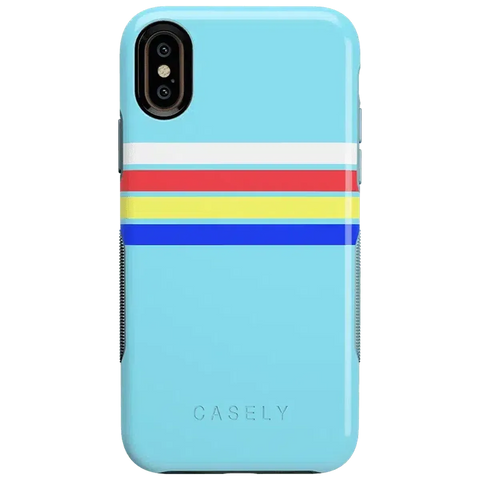 Totally Groovy | Teal Rainbow Stripes Color Block Case