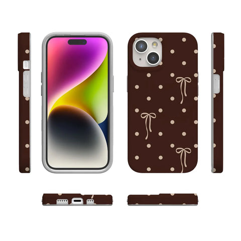 Teddy Bows | Brown Polka Dot Case