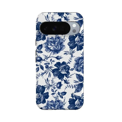 Rose to Fame | Blue & White Rose Floral Google Pixel Case