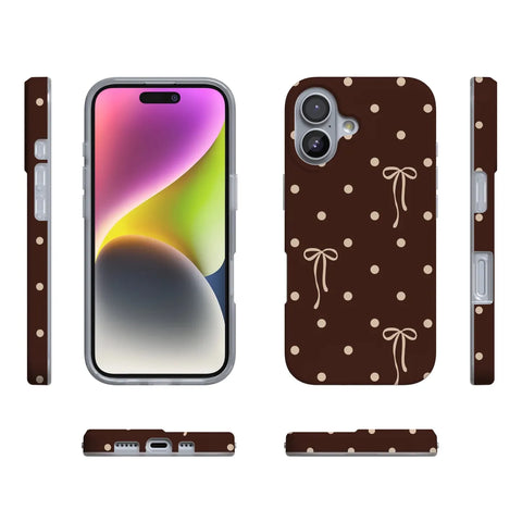 Teddy Bows | Brown Polka Dot Case