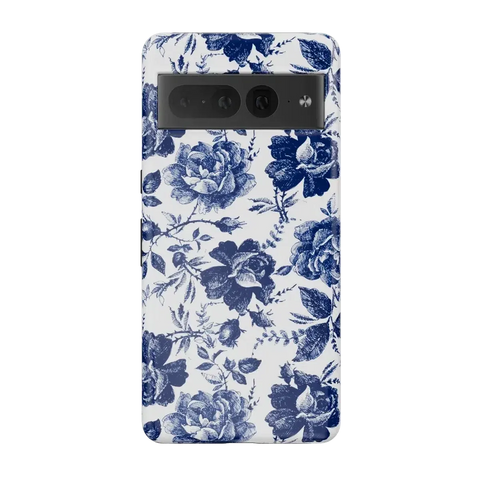 Rose to Fame | Blue & White Rose Floral Google Pixel Case