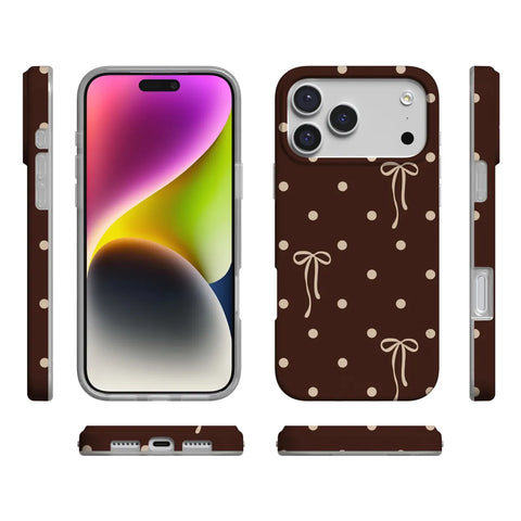 Teddy Bows | Brown Polka Dot Case