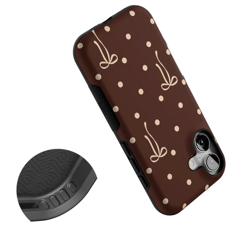 Teddy Bows | Brown Polka Dot Case