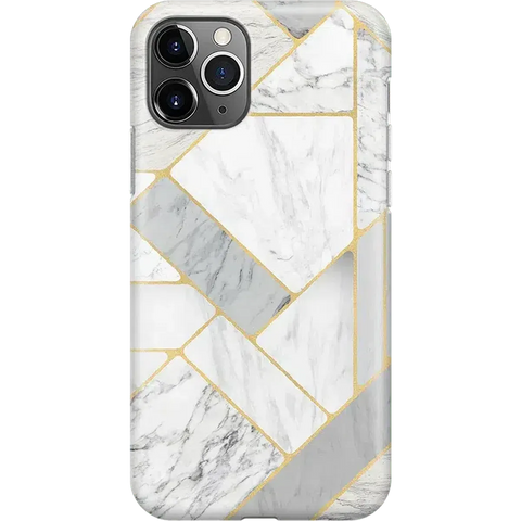 Sharp Lines | Geo White and Gold Marble Case