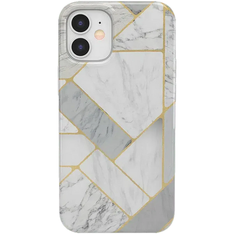 Sharp Lines | Geo White and Gold Marble Case