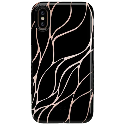 Midnight Ride | Black and Gold Metallic Waves Case