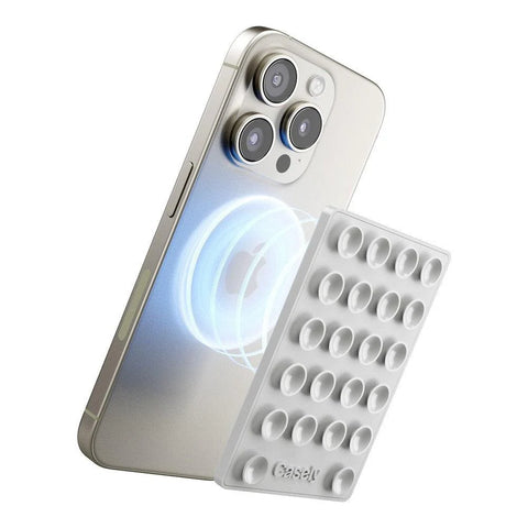 Grippy | White Silicone Suction Phone Mount with MagSafe