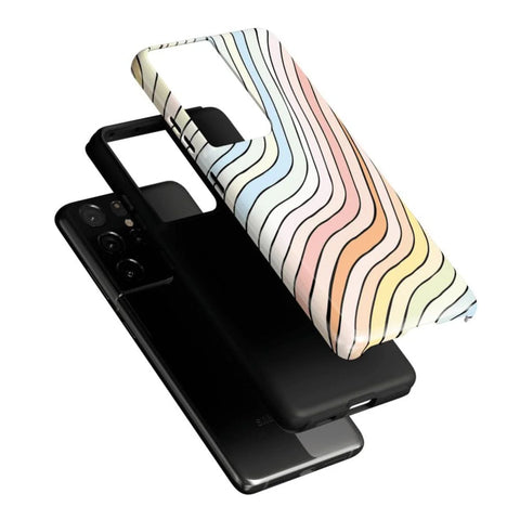 Ride The Wave | Pastel Rainbow Lined Samsung Case