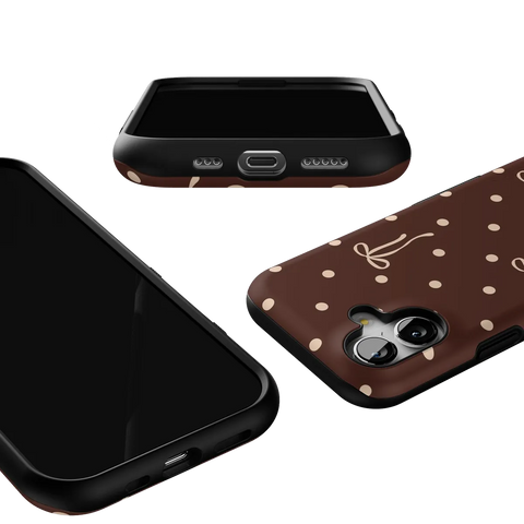 Teddy Bows | Brown Polka Dot Case