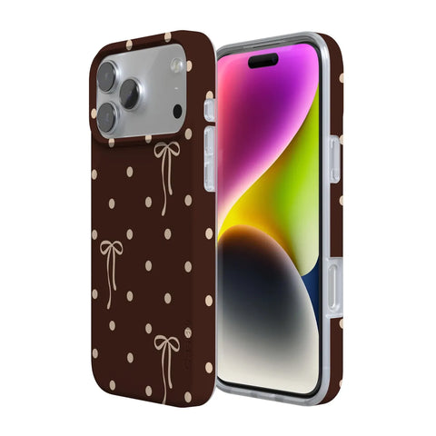 Teddy Bows | Brown Polka Dot Case