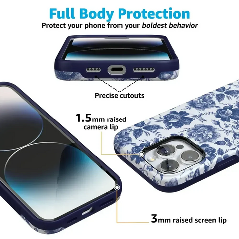 Rose to Fame | Blue & White Rose Floral Case