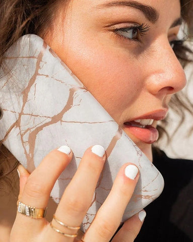 Touch of Lavender | Lavender Gray & Rose Gold Marble Case