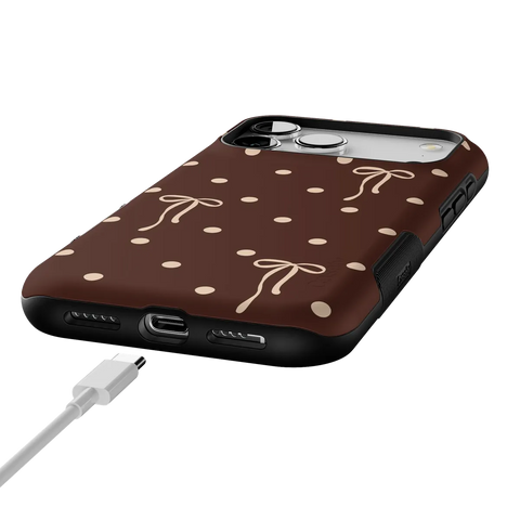 Teddy Bows | Brown Polka Dot Case