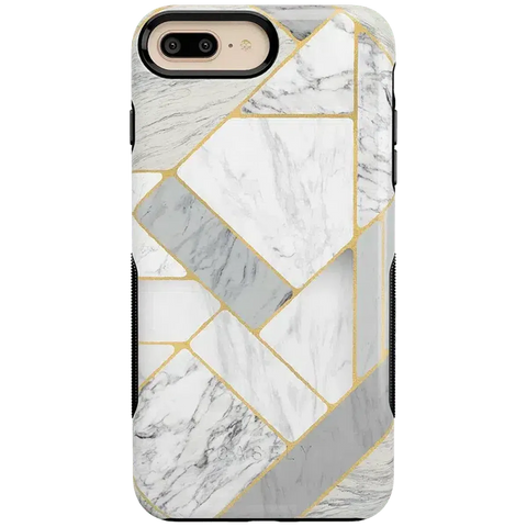 Sharp Lines | Geo White and Gold Marble Case