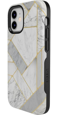 Sharp Lines | Geo White and Gold Marble Case