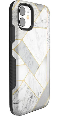 Sharp Lines | Geo White and Gold Marble Case