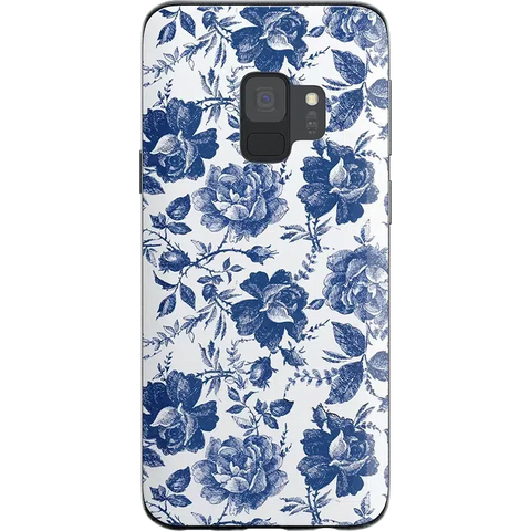 Rose to Fame | Blue & White Rose Floral Samsung Case