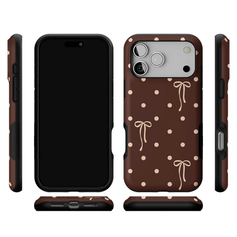 Teddy Bows | Brown Polka Dot Case