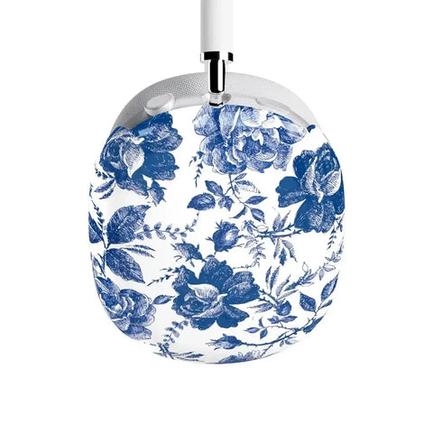 Rose to Fame | Blue & White Rose Floral AirPods Max Case