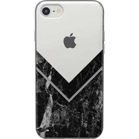 Sleek and Simple | Black Marble V Clear Case