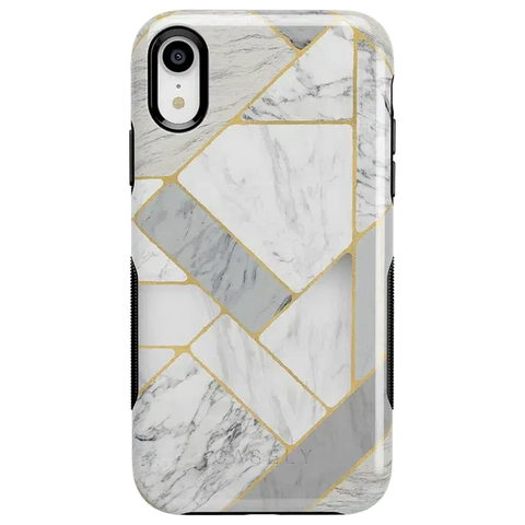 Sharp Lines | Geo White and Gold Marble Case