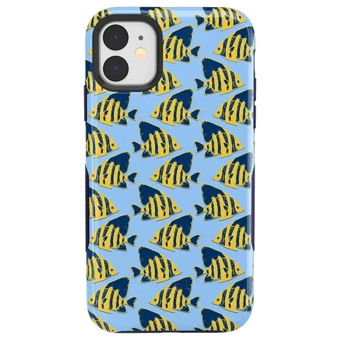 Something's Fishy | Navy Blue & Yellow Fish Print Case
