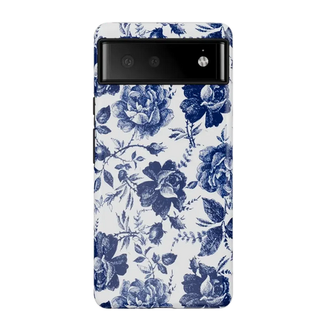 Rose to Fame | Blue & White Rose Floral Google Pixel Case