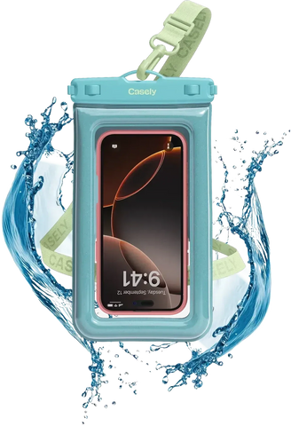 AquaBuddy | Aquamarine Ocean Blue Shimmer Waterproof Phone Pouch