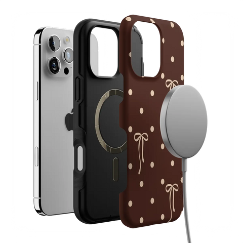 Teddy Bows | Brown Polka Dot Case