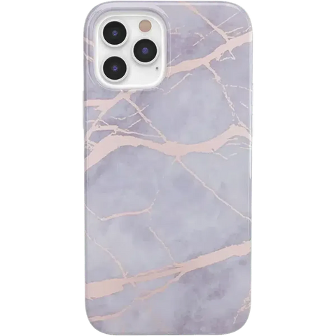 Touch of Lavender | Lavender Gray & Rose Gold Marble Case