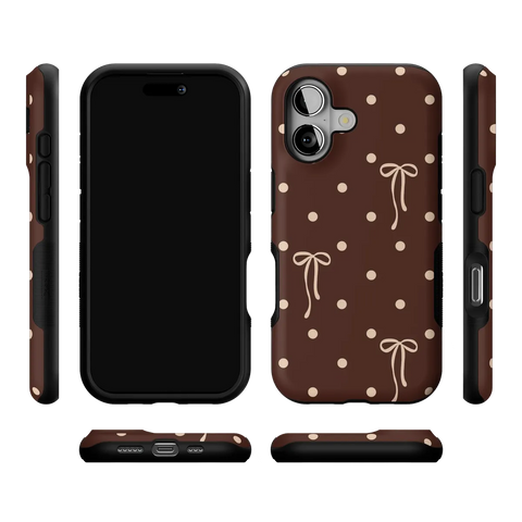 Teddy Bows | Brown Polka Dot Case