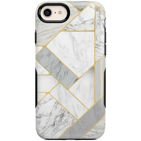 Sharp Lines | Geo White and Gold Marble Case
