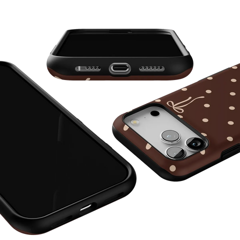 Teddy Bows | Brown Polka Dot Case