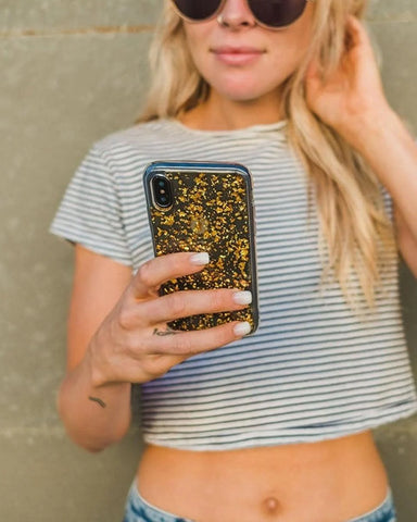 Morning Sparkle | Rose and Gold Flaked Clear Case
