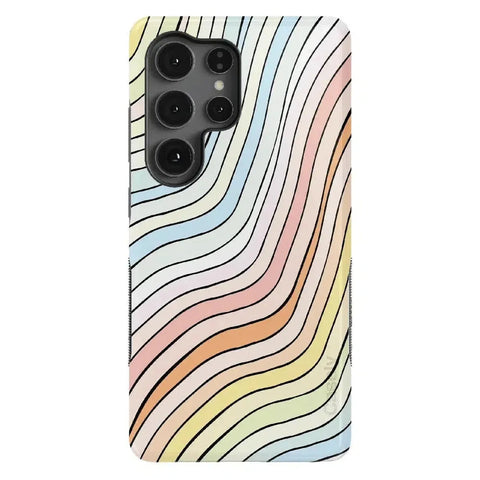 Ride The Wave | Pastel Rainbow Lined Samsung Case