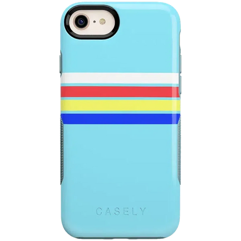 Totally Groovy | Teal Rainbow Stripes Color Block Case