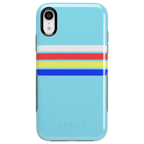 Totally Groovy | Teal Rainbow Stripes Color Block Case