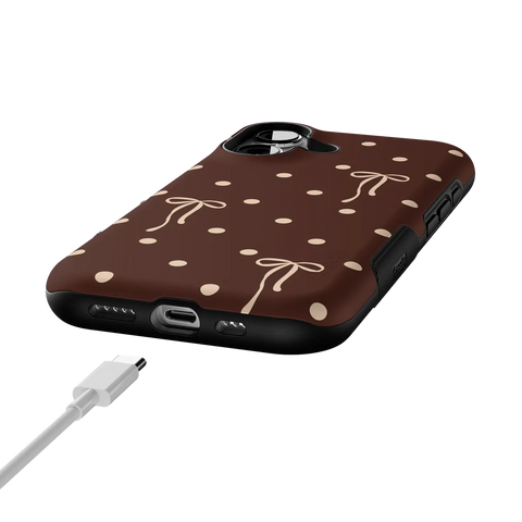 Teddy Bows | Brown Polka Dot Case