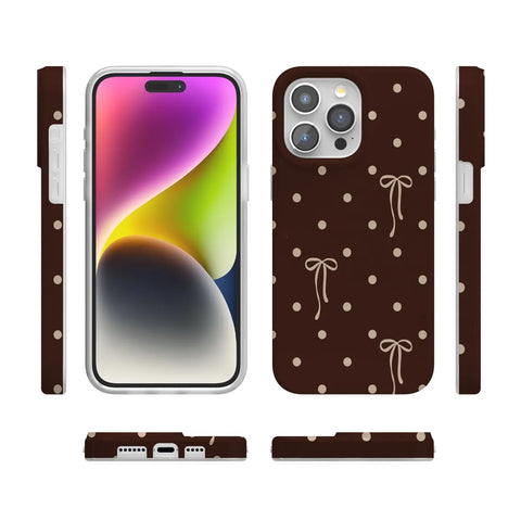 Teddy Bows | Brown Polka Dot Case