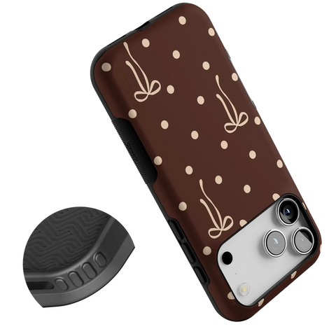Teddy Bows | Brown Polka Dot Case