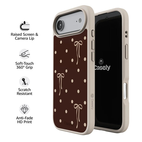 Teddy Bows | Brown Polka Dot Case