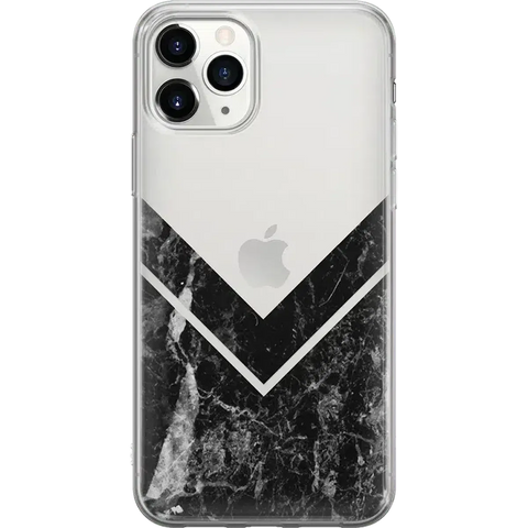Sleek and Simple | Black Marble V Clear Case