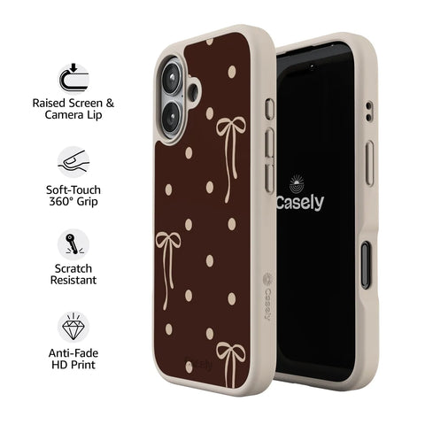 Teddy Bows | Brown Polka Dot Case
