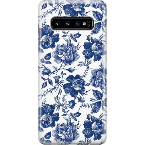 Rose to Fame | Blue & White Rose Floral Samsung Case