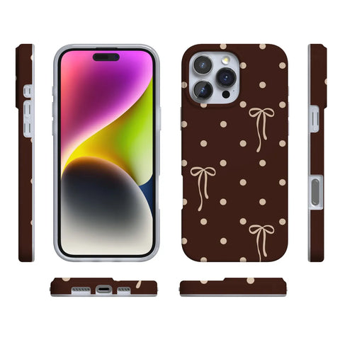 Teddy Bows | Brown Polka Dot Case