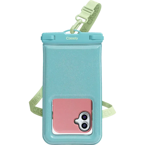 AquaBuddy | Aquamarine Ocean Blue Shimmer Waterproof Phone Pouch